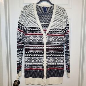 Izod Woman’s Size Medium Button Up Cardigan Knit Sweater Multi Color